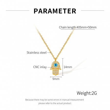 Colier inox cu Mana Fecioarei Maria si Ochi de Deochi [5]