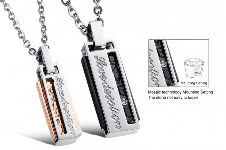 Colier inox cu mesaj "love devotion" 50 cm [8]