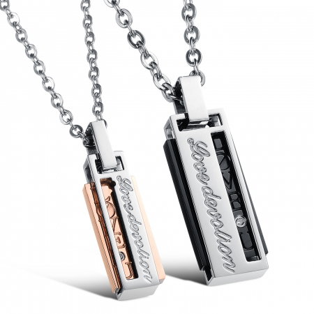 Colier inox cu mesaj "love devotion" 55 cm [6]