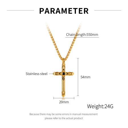 Colier inox cu pandantiv cruce stilizata vintage 70 cm [3]