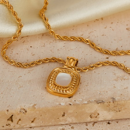 Colier inox cu pandantiv si Abalone [3]