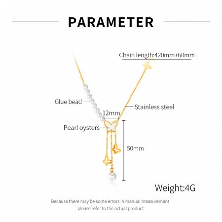 Colier inox cu perle si fluturasi [12]