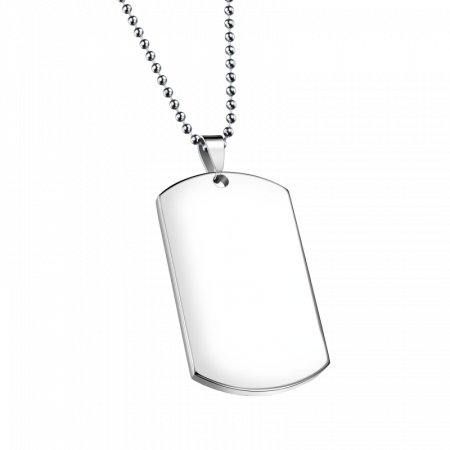 Colier inox cu placuta identificare si lant militar