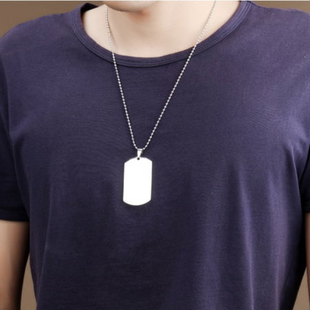 Colier inox cu placuta identificare si lant militar [2]