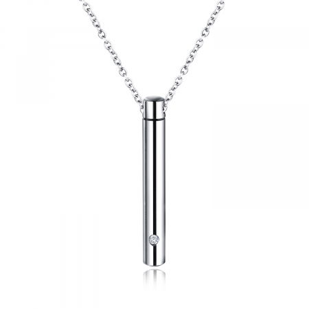 Colier inox cu recipient cilindric 50 cm