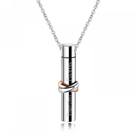 Colier inox cu recipient cilindric