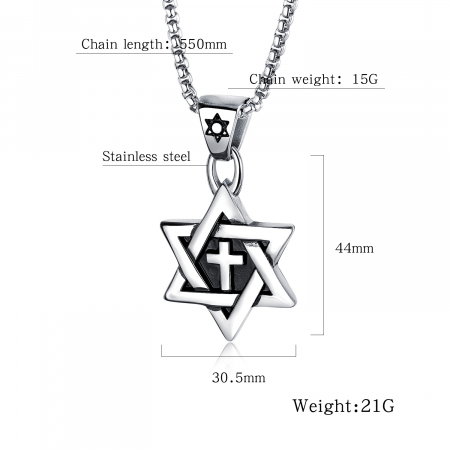 Colier inox cu Steaua lui David si Cruce [1]