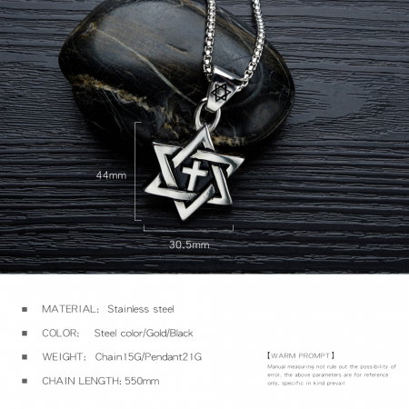 Colier inox cu Steaua lui David si Cruce [2]