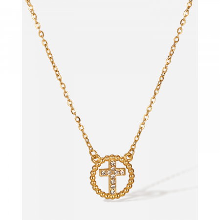 Colier inox cu zirconii si cruce [14]