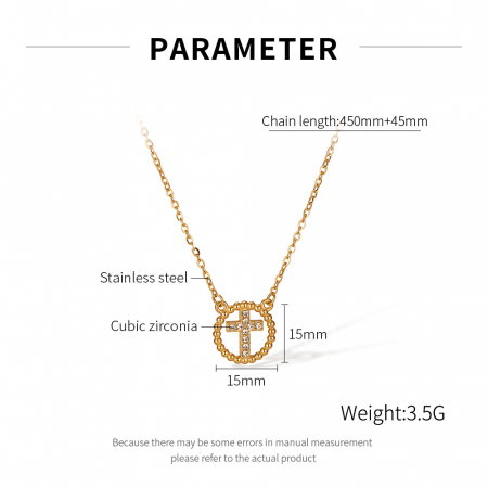 Colier inox cu zirconii si cruce [9]