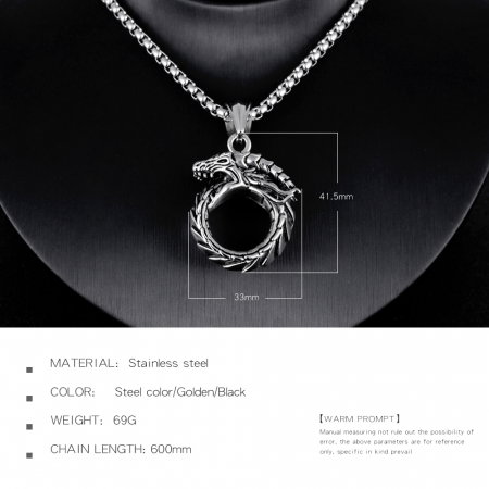 Colier inox dragon 60 cm [3]