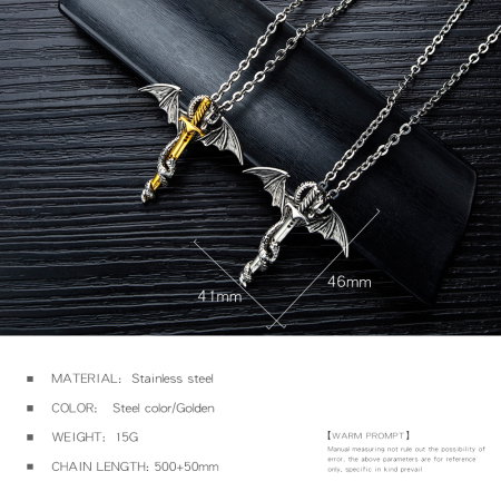 Colier inox Dragon și Sabie – Simbol al Curajului și Puterii [6]