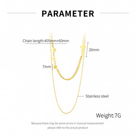Colier inox dublu cu cruce si stelute [3]