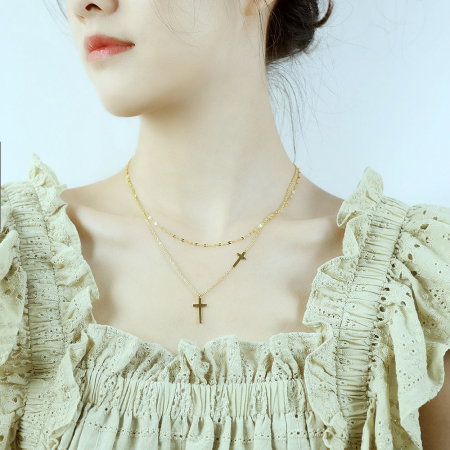 Colier inox dublu cu cruciulite [7]