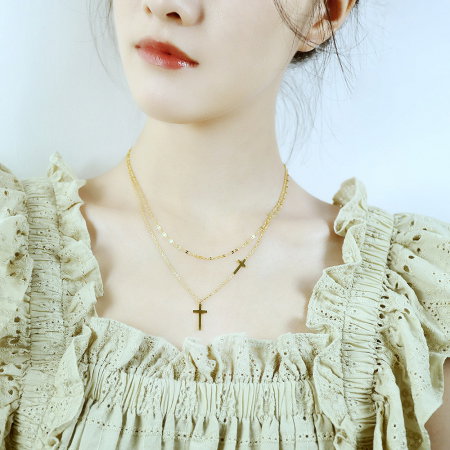 Colier inox dublu cu cruciulite [10]