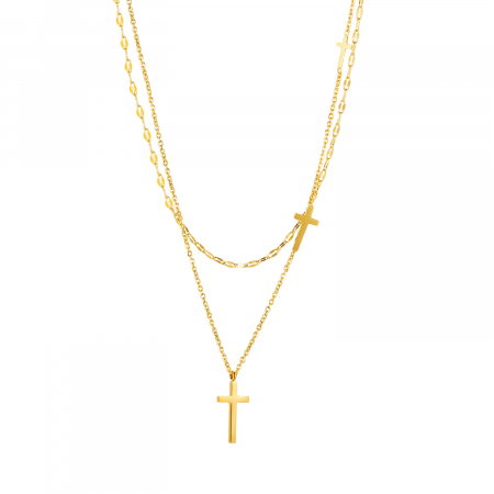 Colier inox dublu cu cruciulite [0]