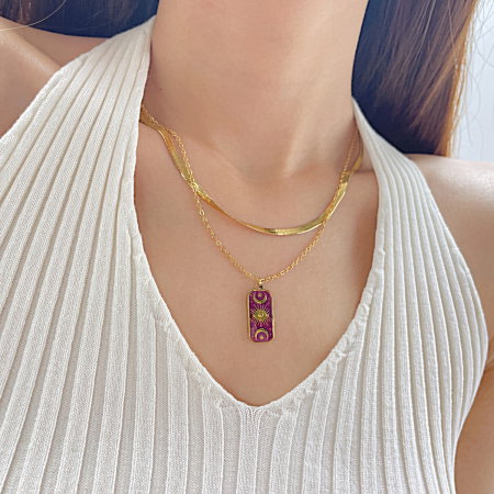 Colier inox dublu cu ochi de deochi [5]