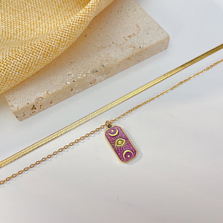 Colier inox dublu cu ochi de deochi [4]