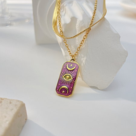 Colier inox dublu cu ochi de deochi [8]