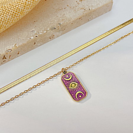 Colier inox dublu cu ochi de deochi [11]