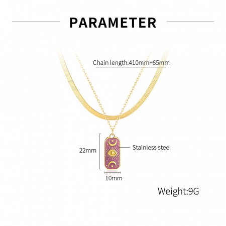 Colier inox dublu cu ochi de deochi [9]