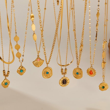 Colier inox dublu cu ochi de pisica [9]