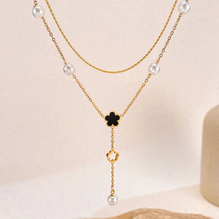 Colier inox dublu cu perle [11]