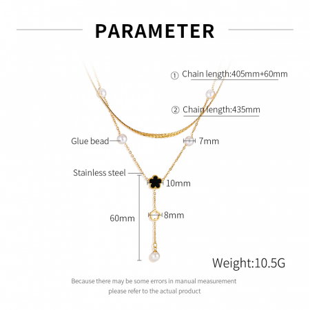 Colier inox dublu cu perle [8]