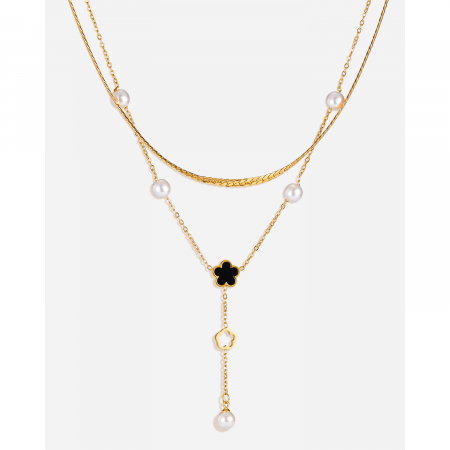 Colier inox dublu cu perle [14]