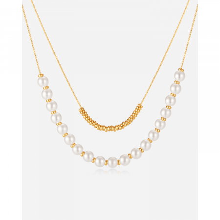 Colier inox dublu cu perle [6]