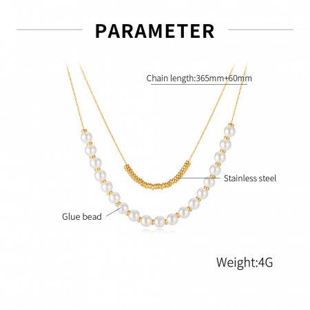 Colier inox dublu cu perle [5]