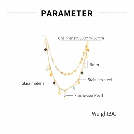 Colier inox dublu cu perle si margele [7]