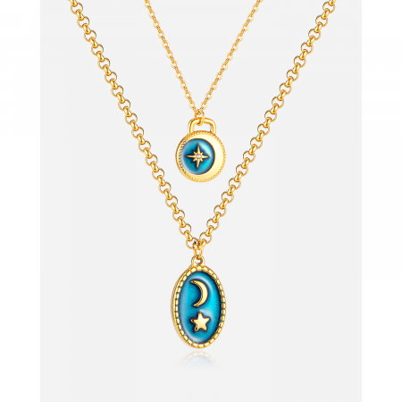 Colier inox dublu cu Soarele si Luna [14]