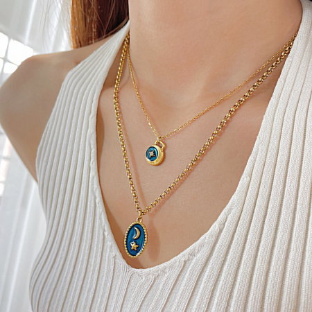 Colier inox dublu cu Soarele si Luna [1]