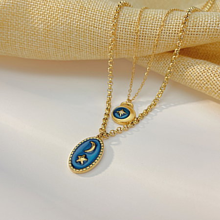 Colier inox dublu cu Soarele si Luna [11]