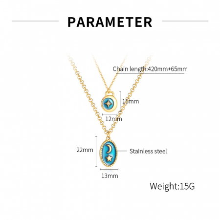 Colier inox dublu cu Soarele si Luna [9]