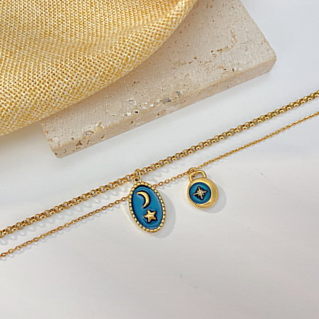 Colier inox dublu cu Soarele si Luna [4]