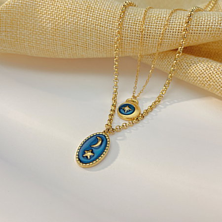 Colier inox dublu cu Soarele si Luna [2]