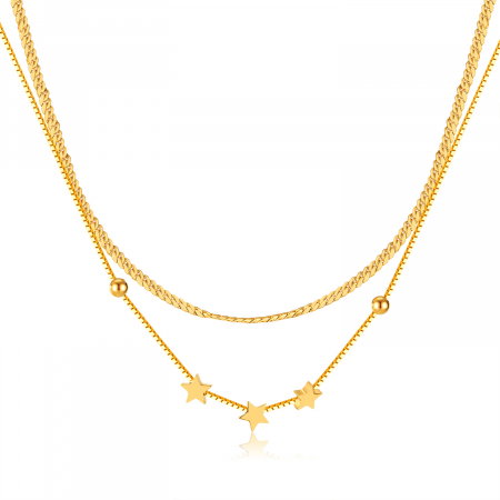 Colier inox dublu cu stelute