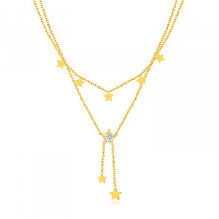 Colier inox dublu soarele si luna cu zirconii