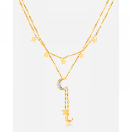 Colier inox dublu soarele si luna cu zirconii [14]