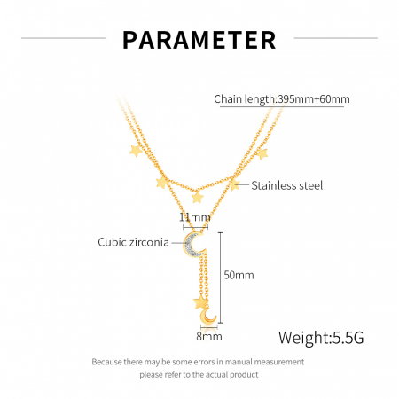 Colier inox dublu soarele si luna cu zirconii [10]