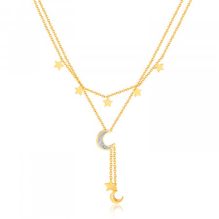 Colier inox dublu soarele si luna cu zirconii [0]