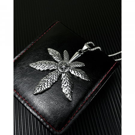 Colier inox frunza de canabis 70 cm [3]