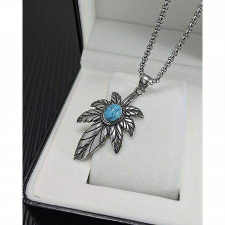 Colier inox frunza de canabis 70 cm [7]