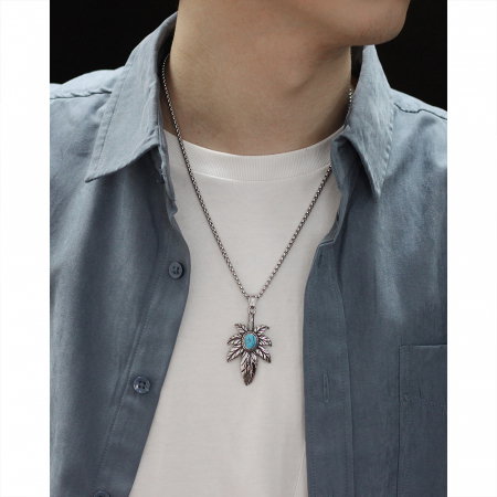 Colier inox frunza de canabis 70 cm [5]