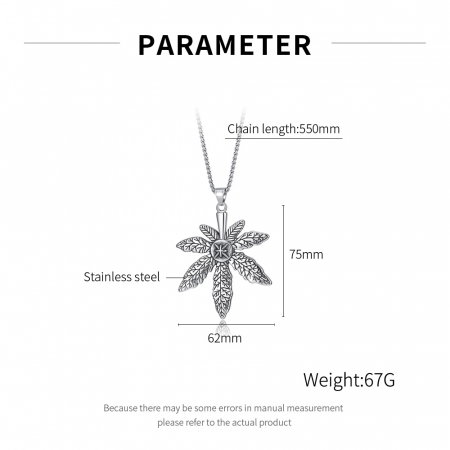 Colier inox frunza de canabis 70 cm [5]