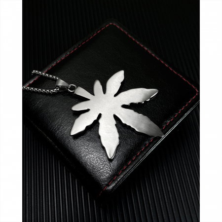 Colier inox frunza de canabis 70 cm [14]