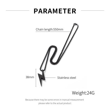 Colier inox Fulger Negru – Simbol al Puterii și Misterului [2]