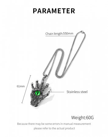 Colier inox gheara cu ochi 55 cm [5]